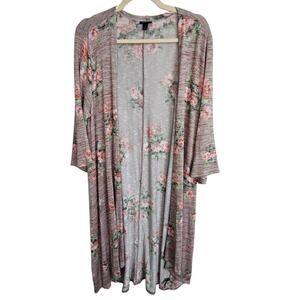 Torrid Sweater Duster Cardigan Sweater Knit Sweater Women 1X Pink Floral Sweater